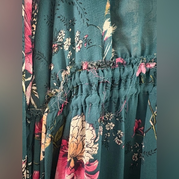 Free people Cherry Blossom long sleeve Mini Dress in Emerald Combo size S - Picture 6 of 10